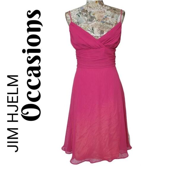 Cocktail Dress Ombre Pink to Peachy Spaghetti Strap Flowy Evening Party Dress - Picture 3 of 14